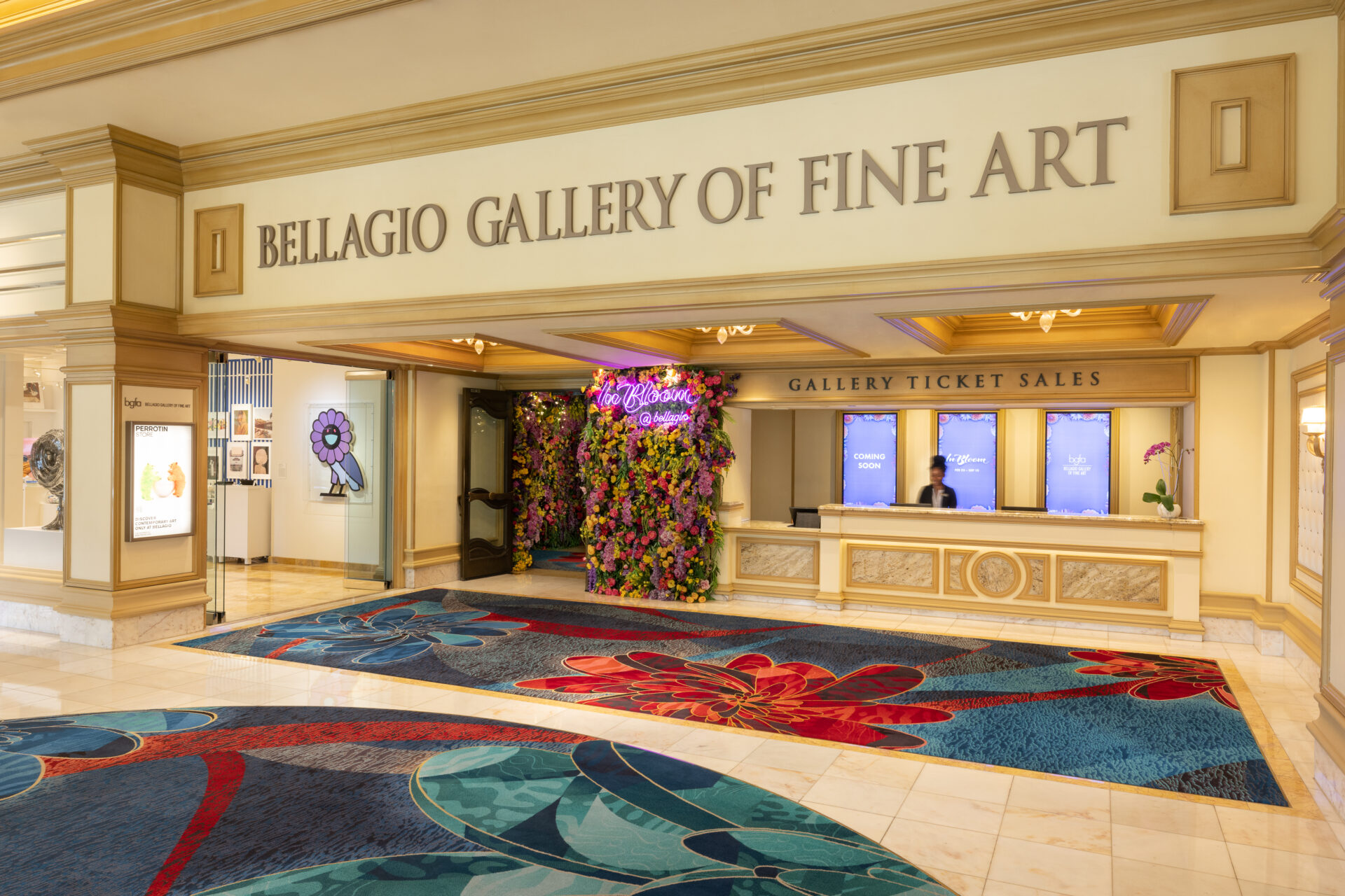 Installation View of Exterior Floral Entry to BGFA of In Bloom, 2023, Courtesy of Bellagio Gallery of Fine Art. Photo: Jenks Imaging