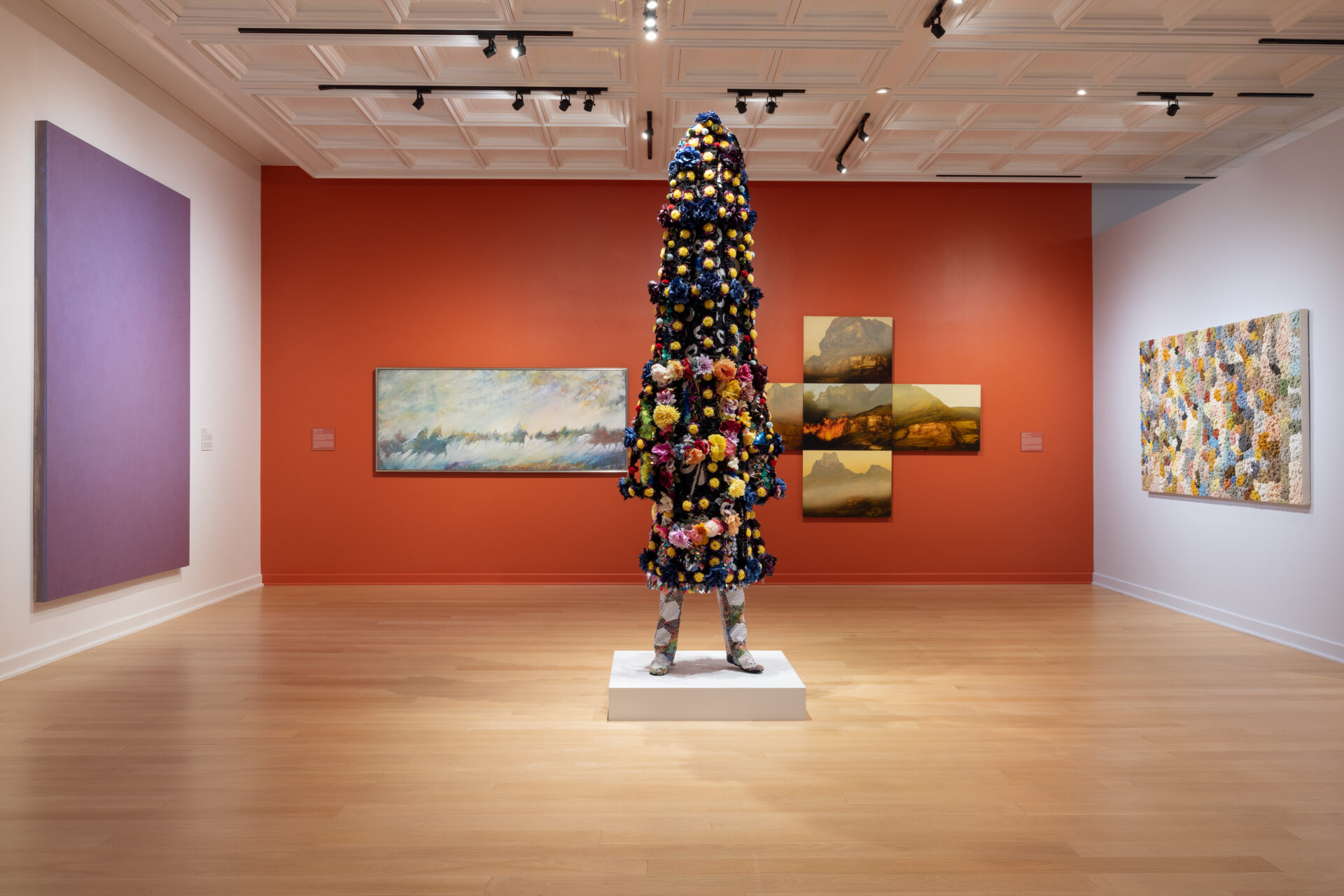 Installation View of Nick Cave, Judy Tuwaletstiwa, James Lavadour, Earl Biss, and David Simpson. Courtesy Bellagio Gallery of Fine Art. Photo: Jenks Imaging